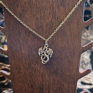 Gold Dragon Pendant Necklace - Elegant Women's Jewelry